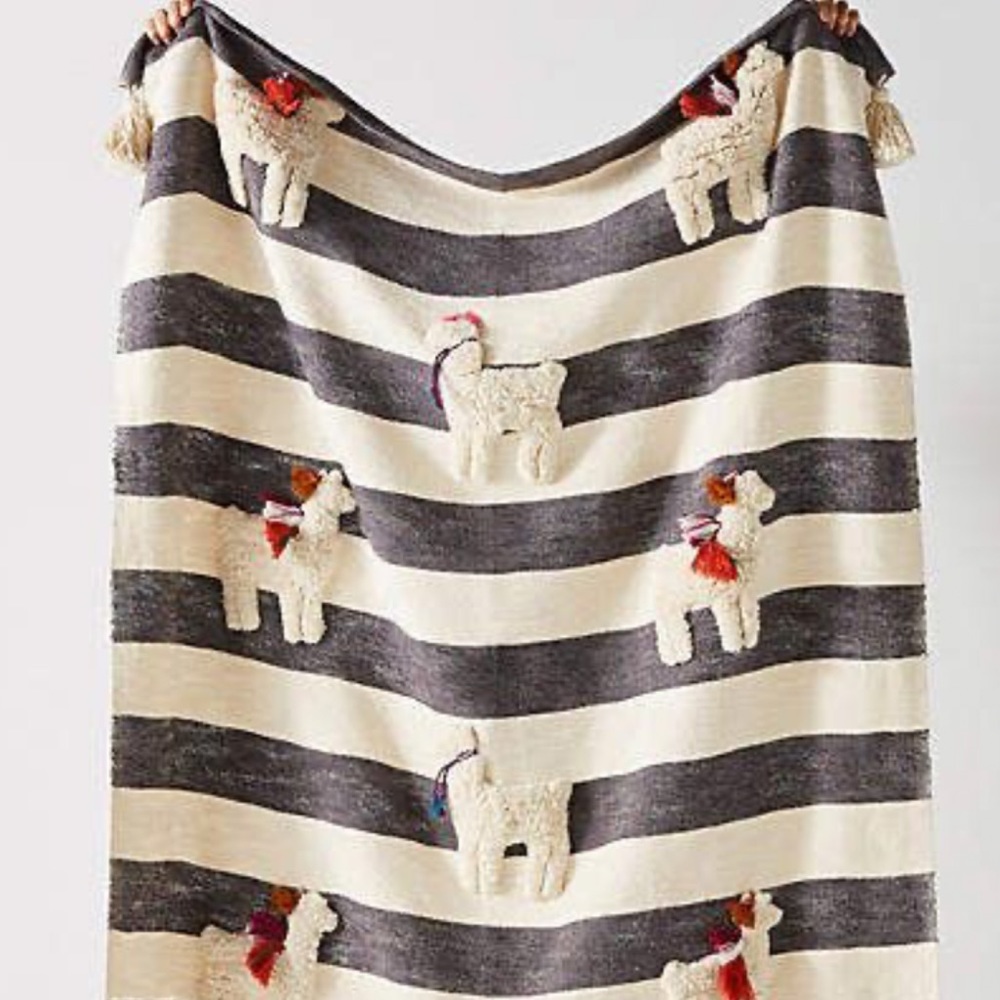 Anthropologie Tufted Llama Blanket